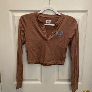 Boys Lie Cropped Henley in Dusty Mauve